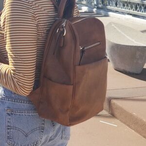 Brown Vegan Leather Backpack